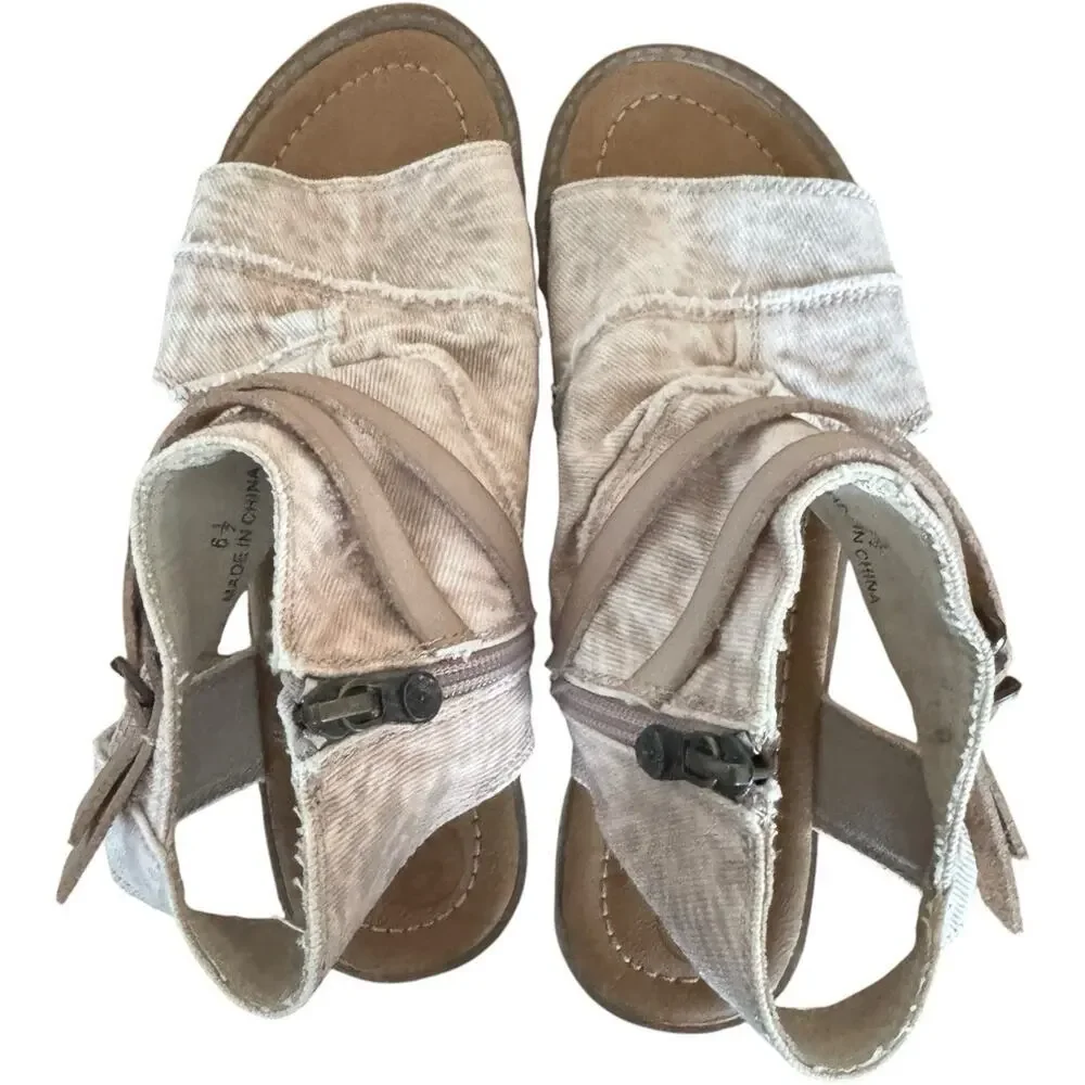 Blowfish Malibu Blush Pink Ankle Strap Zip Up High Top Sandals Women’s 6.5 NEW